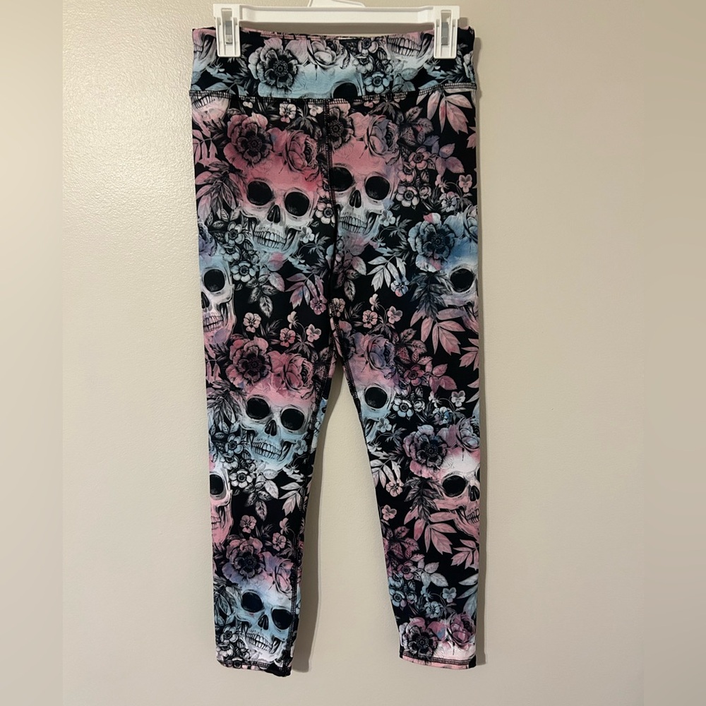 Evolution and Creation Skull and Floral Leggings  Size L